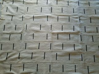 Authentic African Handwoven White/black Mud Cloth Fabric From Mali Sz 59 " By 44 "