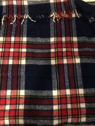 Faribo Vintage 100 Wool Blanket Plaid Faribault Throw Fluff - Loomed 54” Square