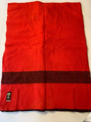 Vtg Kenwood Trapper Wool Blanket Fiery Red Black Canada Exc 64x80