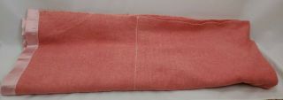 Vintage Pink Wool Twin Size Blanket Satin Trim Lightweight Warm 3