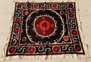 62 " X 55 " Vintage Uzbek Suzani Silk Embroidery Ethnic Kuchi Wall Tribal Tapestry