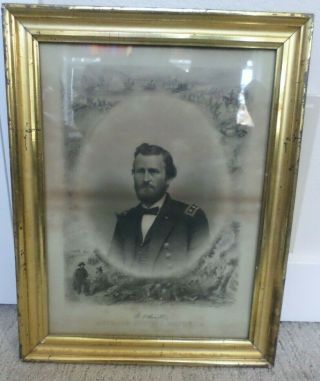 U.  S.  Civil War Lt.  General U.  S.  Grant Engraving 1864 Orig.  Frame/glass