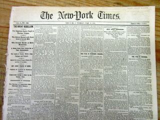 1861 Ny Times Civil War Newspaper W Second Battle Of Rich Mountain West Virginia