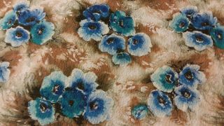 5 Yards Watercolor 1950s Vintage Cotton Seersucker Blue Floral Fabric