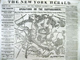1862 Civil War Newspapers W Battle Of Fredericksburg Virginia Burnside Vs Lee