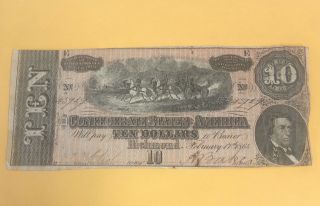 17 Feb 1864 Civil War Confederate Currency $10 Note Twenty Dollar Bill Richmond