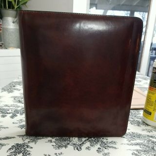 Bosca Usa 12 " X 10 " Vtg Hand - Stained Brown Leather 3 Ring Planner Binder