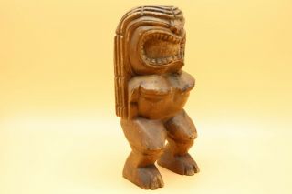 9 " Vintage Tiki God Monkey Wood Carving Luau Bar Hawaii Folk Art