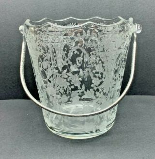 Vintage Cambridge Glass Rose Point Decagon Ice Bucket - Piece