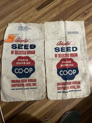 (2) Vintage Farm Bureau Coop Feed Sacks