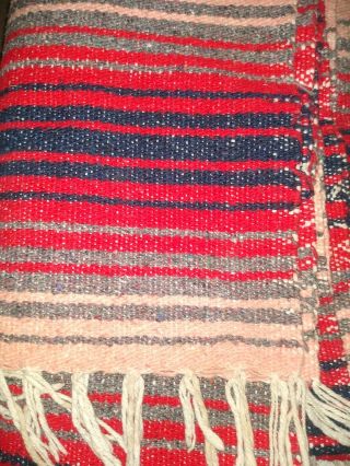 Vintage Western Camp Blanket Aztec Indian Design Striped Horse Throw 72 