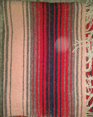 Vintage Western Camp Blanket Aztec Indian Design Striped Horse Throw 72 