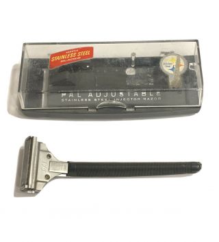 Vintage Pal Adjustable Stainless Steel Injector Safety Razor With Case