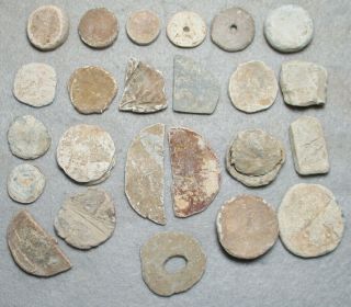 24 Civil War Relic Poker - Chip Flattened Bullets And Balls From Petersburg