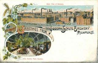 Milwaukee Wisconsin Greetings From The Joseph Schlitz Brewery Old Litho Postcard