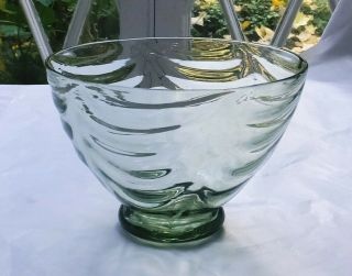 Attractive Vintage Whitefriars Green Wavy Ribbed Glass Bowl - William Butler