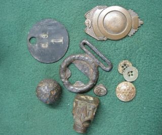 Civil War Era Dug Relics Buckle Buttons Tags