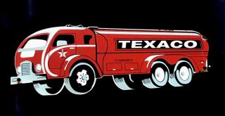 Vintage 1950’s Texaco 17” Tanker Truck Porcelain Sign Car Truck Oil Gas Car Auto