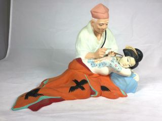 Vintage Hakata Mimasu Doll Co.  Japanese Geisha Tattoo Artist Ceramic Figurine 2
