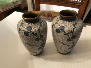 Two (2) Vintage Chinese Cloisonne Vases 6 " T