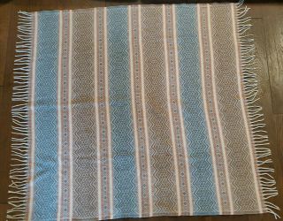 Vtg Faribo Pure Wool USA SCANDIA Southwestern 54”x 47” Blanket Throw Fringe 3