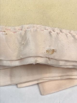Vintage Wool Blanket Ivory Pink Satin Trim Binding Soft Hand Stitching 63 