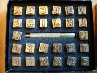 1/2 " Vintage Tandy Craftool Wood Alphabet Stamp Set 8142