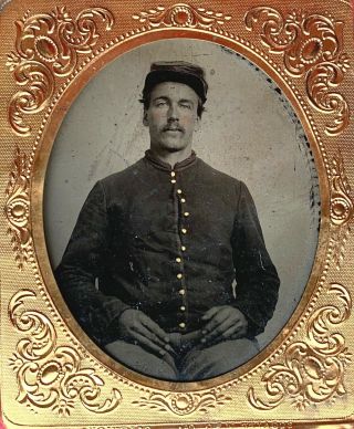 Young Man Union Civil War Soldier 6th Plate Tintype Photo Us Army Florida 1863