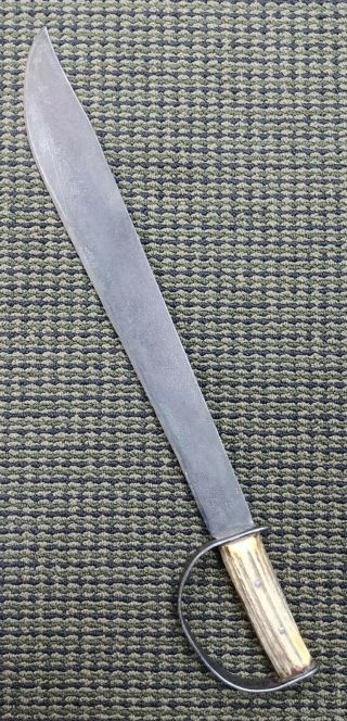 Civil War Confederate D - Guard Bowie Knife Machete Sword Antler Grip - Nr 10556