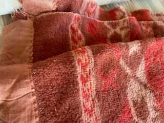 75x74 Vintage Cotton Camp Blanket No Tag,  Beacon Or Cutter Weave Style Red Brown