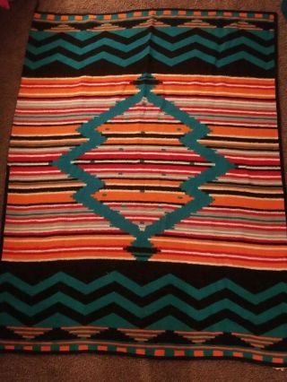 Vtg Biederlack Aztec Southwest Fleece Throw Blanket Approx.  72 " X 56 " Made In Usa