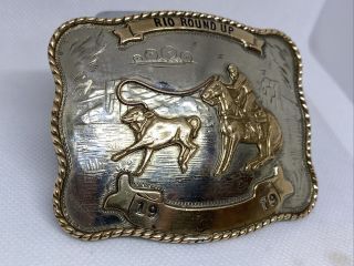 VINTAGE COMSTOCK GERMAN SILVER CALF ROPING RODEO BELT BUCKLE 1979 Fast Ship 3