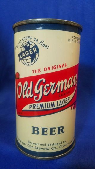 Old German Premium Lager Beer 12 Fluid Ounces Keglined Flat Top Can Cumberland