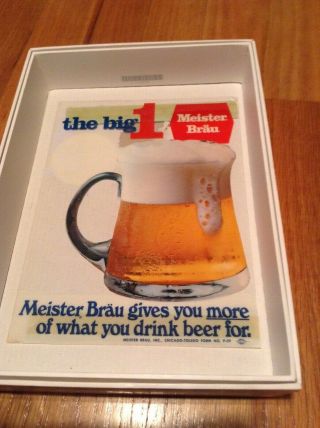 Vintage Meister Brau Beer THE BIG 1 - Meister Brau gives you more.  NOS 2
