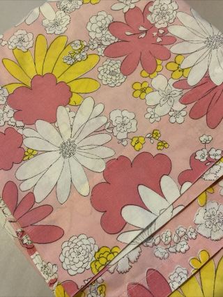 Vintage Cannon Monticello Queen Size 4 Pc Sheet Set Pink Floral Daisy Retro Usa