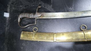 American Civil War Era Sword With Brass Scabbard Cavalry Massive Meaty