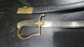 American Civil War Era Sword With Leather Scabbard Cavalry