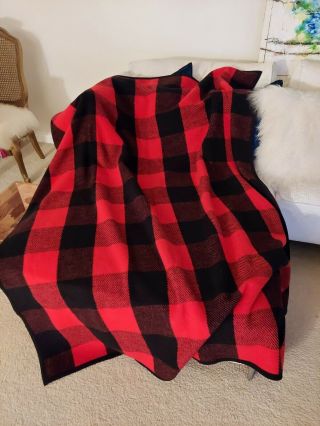 Vintage Biederlack Blanket Buffalo Plaid ”60 X 73 " Made In Germany