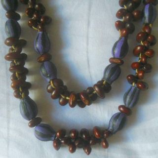 Central Australian Aboriginal Painted Gum Nuts Med Brown Seeds Necklace 145 Cms