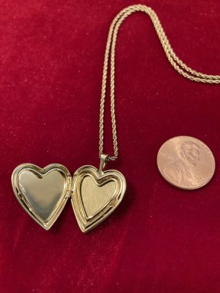 Vintage Estate yellow Gold Filled I Love You Heart Locket Pendant W/Necklace 2