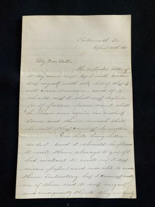 Civil War Soldier’s Letter 18th Ny Heavy Artillery Portsmouth,  Va.  4/30/1865