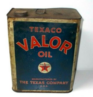 Vintage Texaco Valor Oil 2 Gallon Can