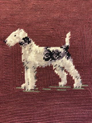 Vintage Early To Mid 20th Century Hand Made Needlepoint Pillow Cover.  Schnauzer?
