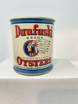 Vintage Daufuski Oyster Can Pint Size Maggioni & Co Savanah,  Ga Ex