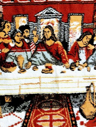 Vintage Rug Carpet Tapestry The last supper Jesus Religious With Fringe 2