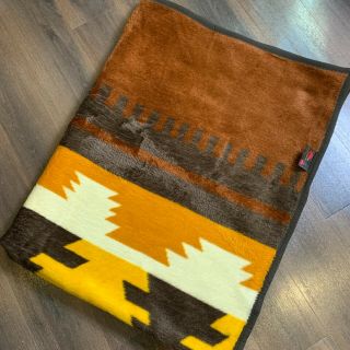 Vintage Biederlack Blanket Throw Southwest Aztec Brown Yellow Germany 75 " X 57 "