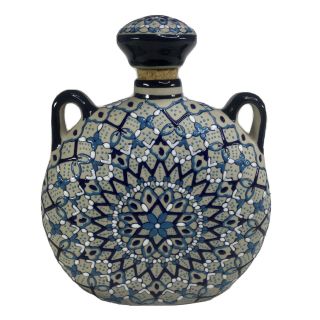 Javier Servin Mexico Art Pottery Decanter - Blue White Moriage