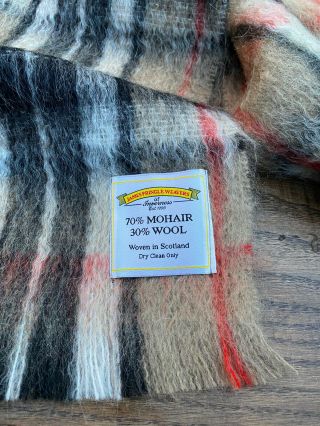 Vintage Blanket James Pringle Weavers 70 Mohair 30 Wool Scotland 63 " X 48 "