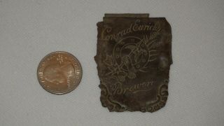 Antique Early 1900 ' s Conrad Eurich ' s Brewery Metal Match Safe Part Brooklyn,  NY 2