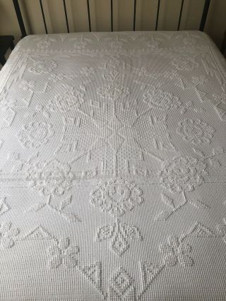 Vintage Bates George Washington Full/queen White Bedspread Chenille Cotton